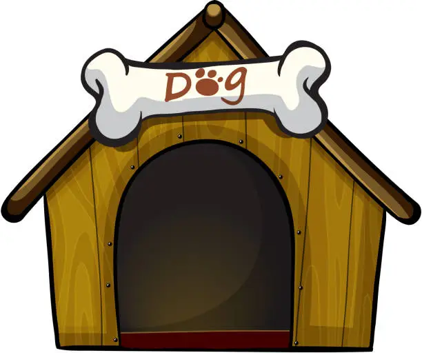 Vector illustration of dog house with a bone