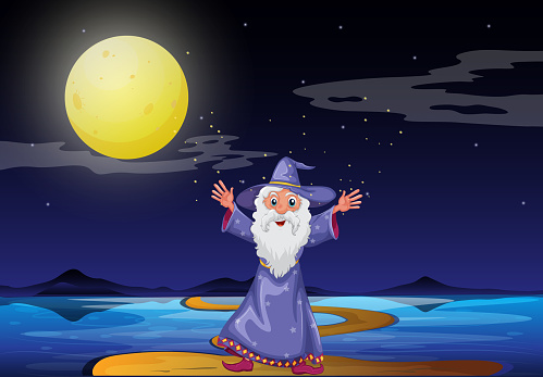 wizard under the bright fullmoon