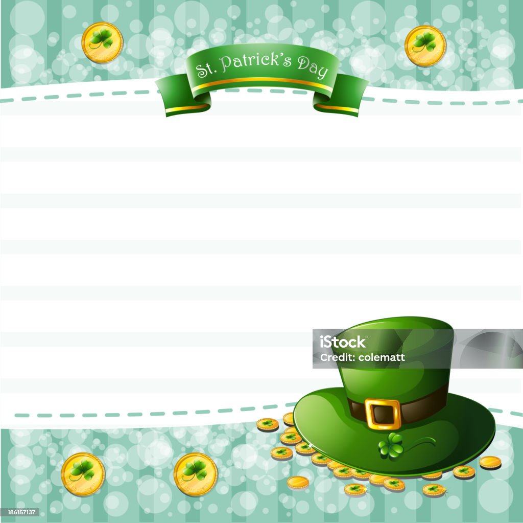 Fournitures de bureau pour la Saint Patrick avec un chapeau et de pièces - clipart vectoriel de Menu libre de droits