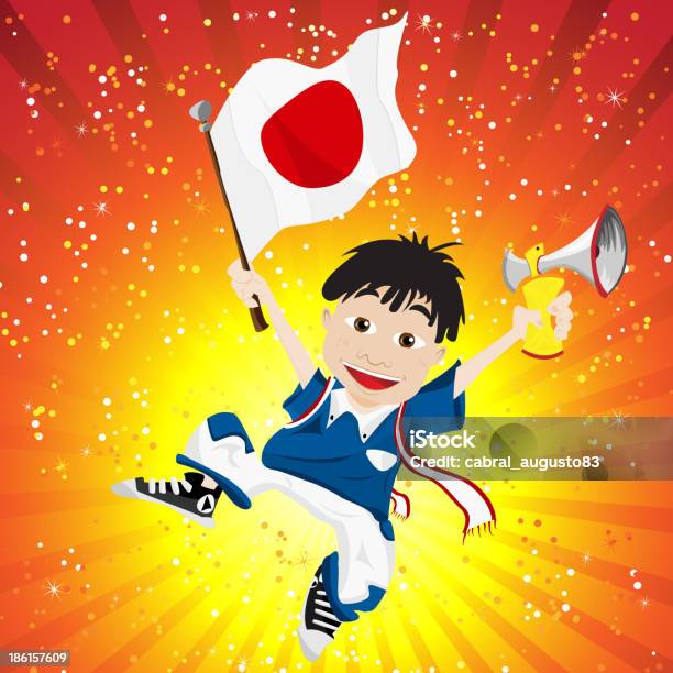 Japon Fan De Sport Avec Drapeau Et Corne Vecteurs libres de droits et plus d'images vectorielles de Aspiration - Aspiration, Balle ou ballon, Ballon de football