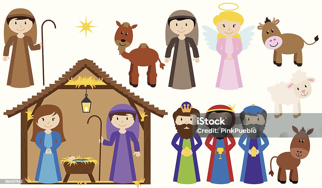 Вектор Nativity Collection - Векторная графика Рождественский вертеп роялти-фри