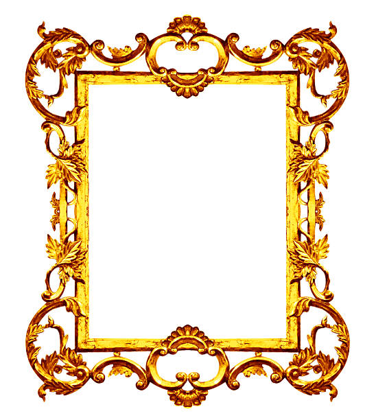 istock Gold picture frame antique on white background 186158056