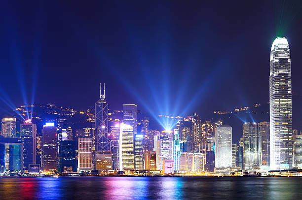 istock Hong Kong city skyline view at night 186158452