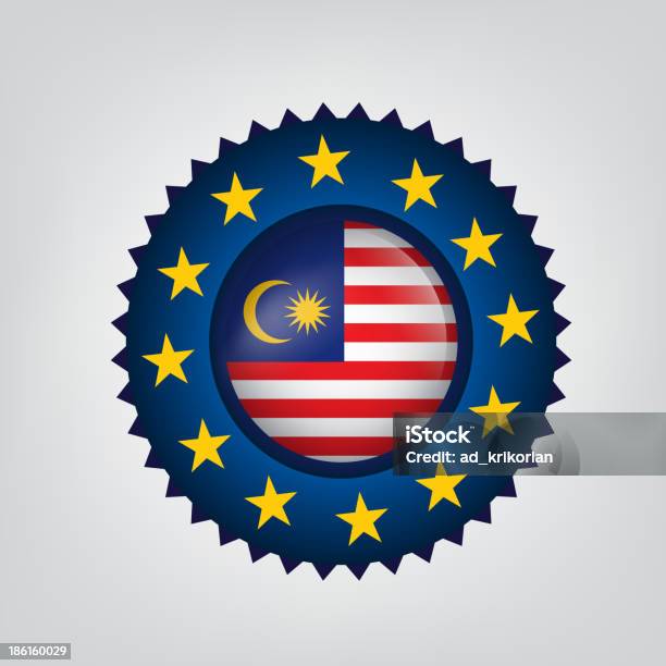 Сделано В Малайзии Ес Печать Флаг Вектор — стоковая векторная графика и другие изображения на тему Без людей - Без людей, Брошь, Векторная графика