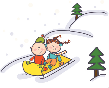 my own original vector illustration of kids sledding