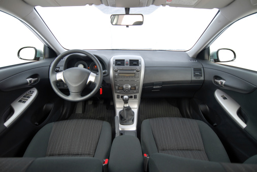 car interior, white rear seat