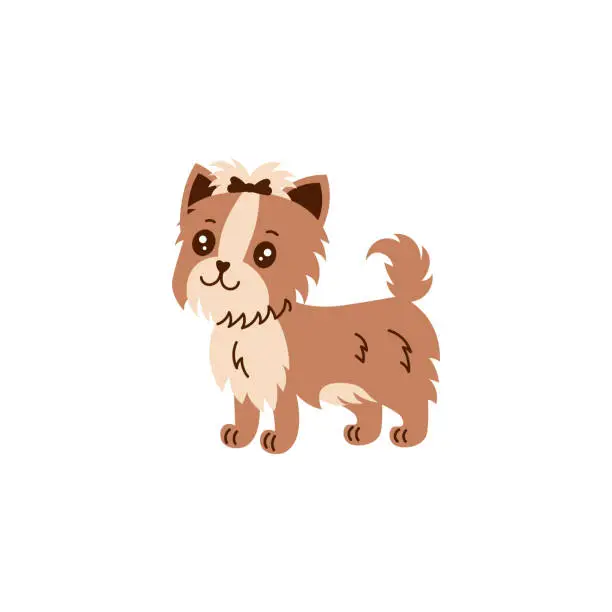 Vector illustration of Cute Yorkshire Terrier puppy in cartoon style