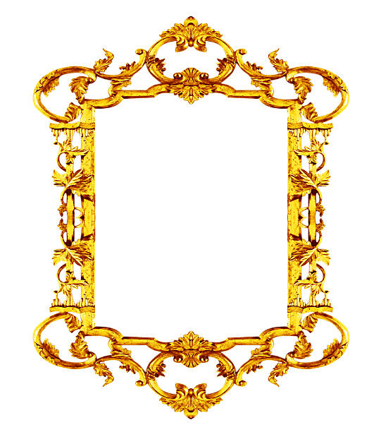 istock Gold picture frame antique on white background 186161086