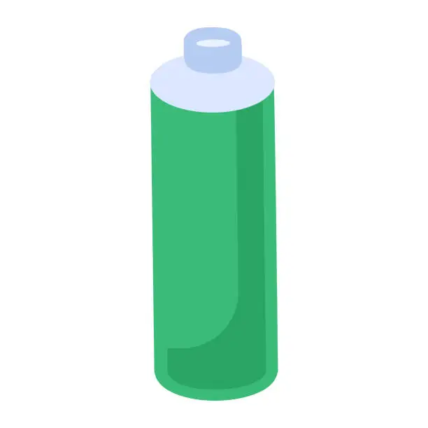 Vector illustration of Flat Hazardous Waste Green Can Hazard Liquid Icon