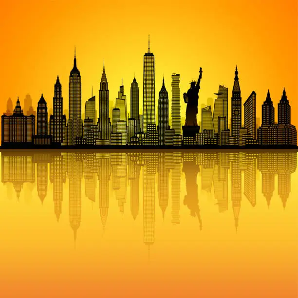 Vector illustration of New York City Skyline Silhouette (All Buildings Are Moveable and Complete)