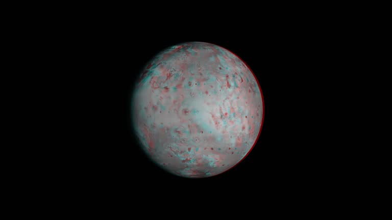 3D anaglyph. Rotating solar system bodies: Io.