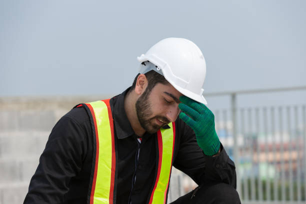 istock Foreman construction builder tired and thirst of water at construction site 1861686453