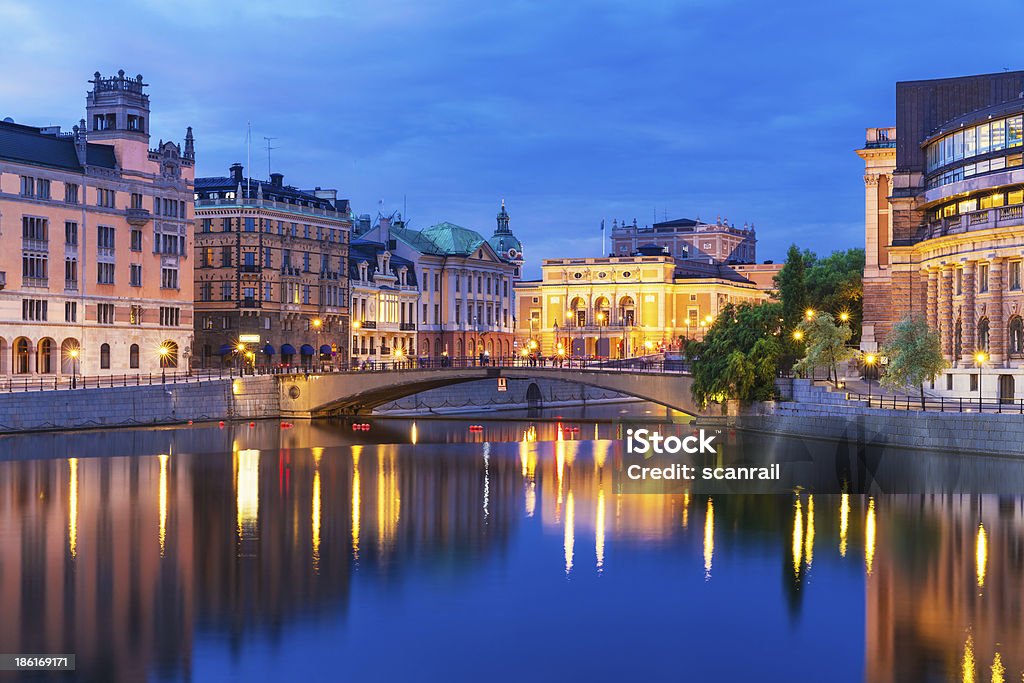 Soirée le paysage de Stockholm, Suède - Photo de Horizon urbain libre de droits