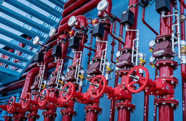 istock Header pipes valve zone and fire alarm control system at industrial plants 1861699402