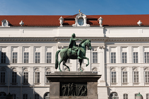 Vienna, Austria - June 20, 2023: The Fountain of Moses on the Franciscanerplatz in Vienna