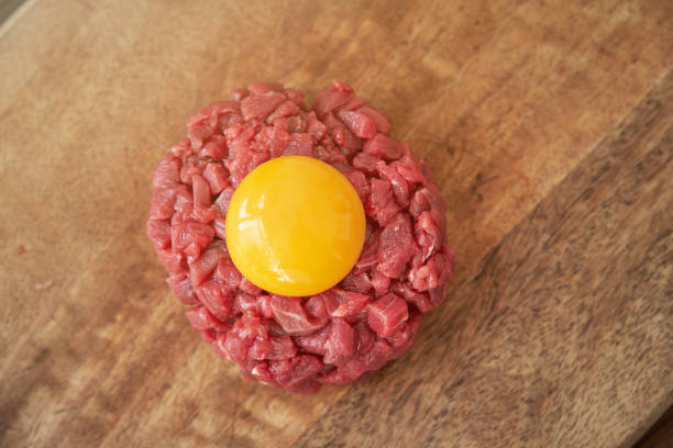 Raw ground beef isolated on white