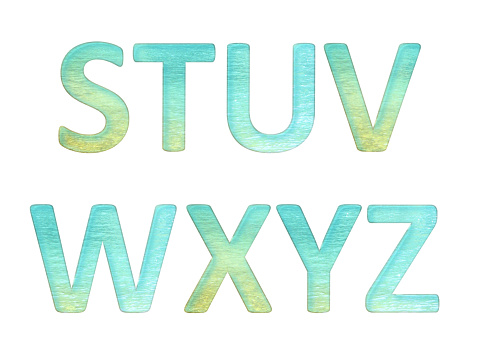 capital letters alphabet of golden turquoise teal and bright glittering water cyan letter of s t u v w x y z to create text at aqua blue retro vintage waves at the sea ocean beach. letters for creating travelling holiday letter