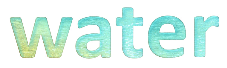 aqua WATER text for park fun banner of golden turquoise teal bright glittering water. cyan letters to create text at aqua blue retro vintage waves. banner at the sea ocean beach for creating vacation hotel letters with aqua water park fun