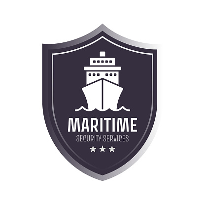 Vector badge icon for maritime security.