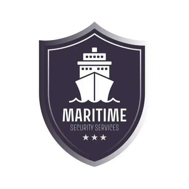 Vector illustration of Maritime Security Vector Badge