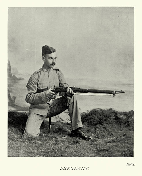 istock British Army sergeant in Khaki uniform, armed with Mk.1 Lee-Enfield Magazine rifle, Victorian, Military History 1890s 1861751701