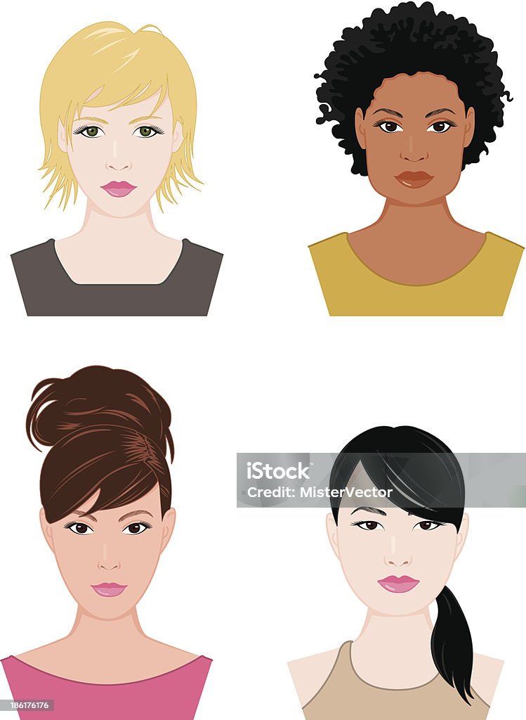 Hermosa mujer Retratos - arte vectorial de Chica adolescente libre de derechos