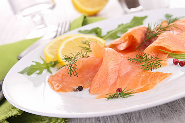 istock smoked salmon on the plate 186176658