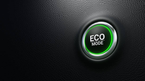 istock ECO mode push button. Moden ECO button with green light. automotive energy saving system concept. 3d illustration 1861773126