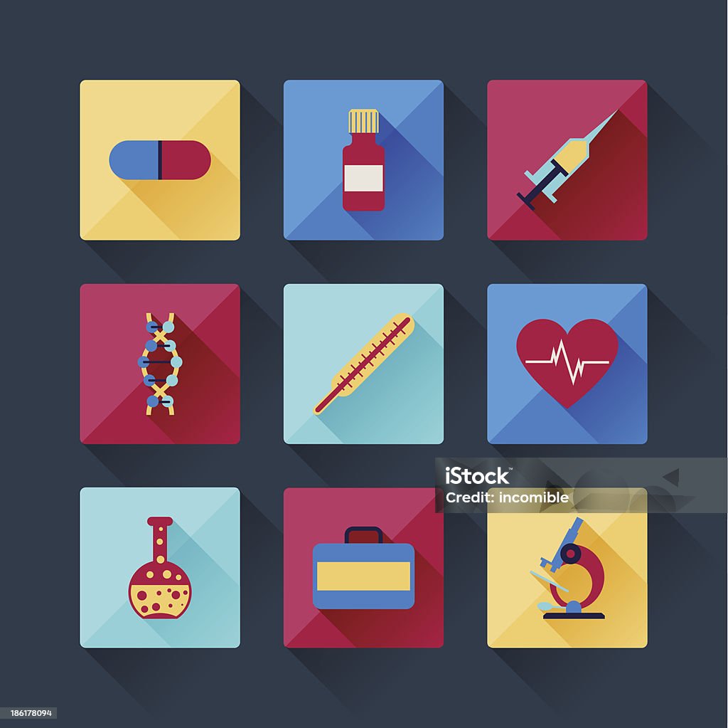 Set di icone mediche in stile design piatto. - arte vettoriale royalty-free di Accudire
