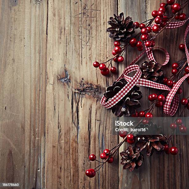 Rustic Christmas Decoration Stock Photo - Download Image Now - Arrangement, Brown, Christmas