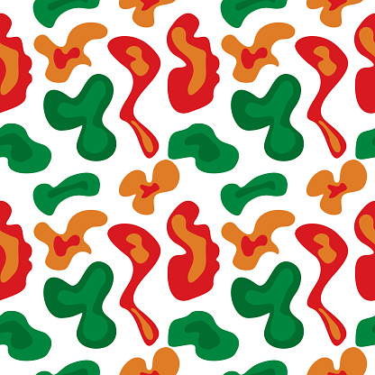 Vector seamless pattern of camo design for Christmas and New Year theme colors, red and green.