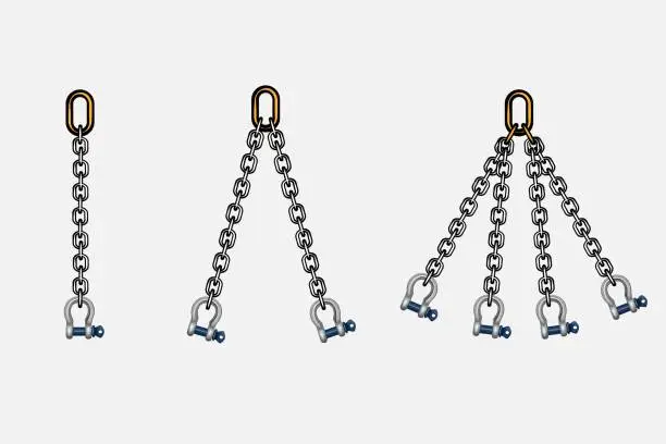Vector illustration of A set of chain slings. Vector graphics.
