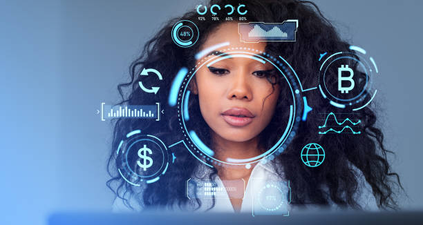 istock African woman with laptop and DEX interface 1861843243
