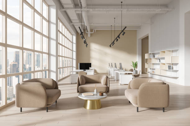 istock White and beige open space office with waiting room 1861857752