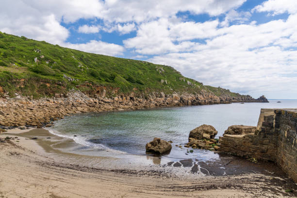 Celtic Sea Coast and cliffs at Lamorna Cove Beach, Cornwall, England, UK Celtic Sea Coast and cliffs at Lamorna Cove Beach, Cornwall, England, UK lamorna cove stock pictures, royalty-free photos & images