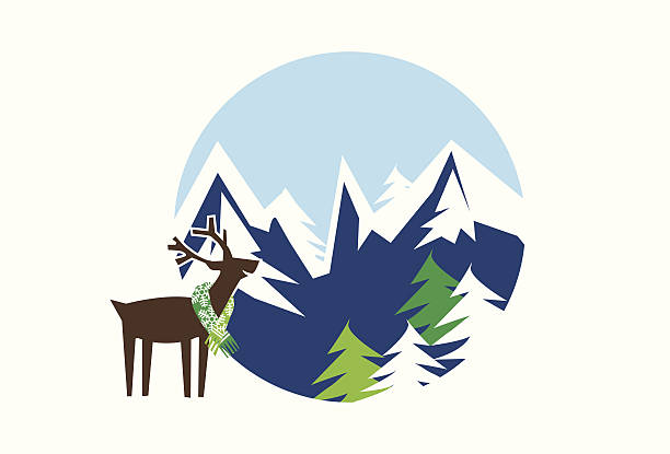 Christmas moose vector art illustration