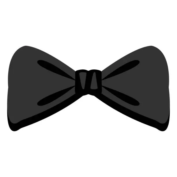 Vector illustration of Black vector bow tie. Сostume element. Elegant classic men's tie.