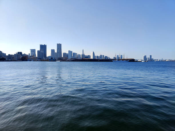 Minato Mirai 21 skyline, the central business district of Yokohama, overlooking Tokyo Bay, Japan.