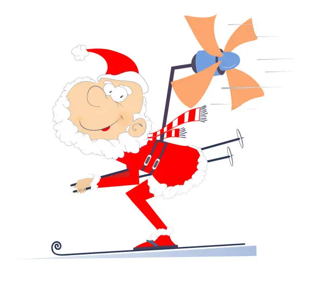 Vector illustration of Skiing Santa Claus illustration