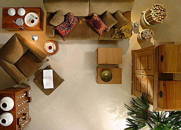 istock Overhead view of cozy living room 186190347