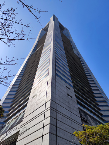 View of the Yokohama Landmark Tower, height 296.3 mt, one of the tallest skyscrapers in Japan located in the Minato Mirai 21 district of Yokohama city.