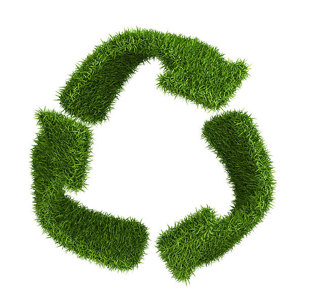 istock Recycle symbol from grass. isolated on white 186191013