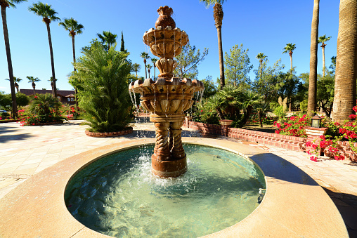 Water fountain Greek orthodox chapel at St. Anthony's monastery in Arizona