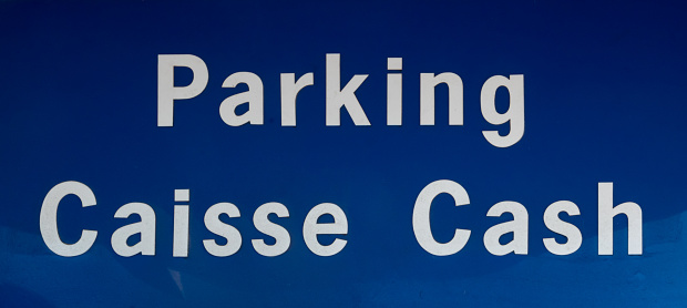 Parking Cash Register Blue Sign, White Typography, Text, Graphic Resource, Urban Signage