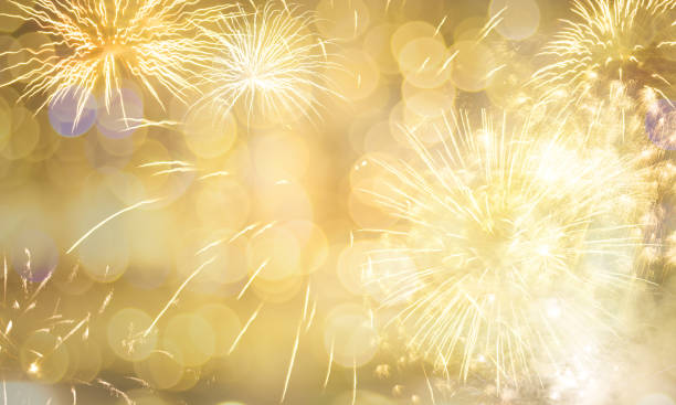 istock Stunning golden fireworks with dazzling bokeh effects on a festi 1861918552