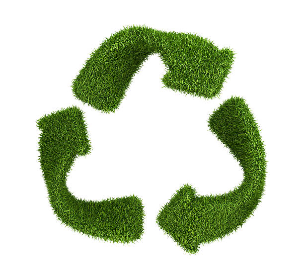 istock Recycle symbol from grass. isolated on white 186192347