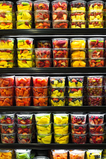 exibição de frutas - orange fruit portion multi colored - fotografias e filmes do acervo