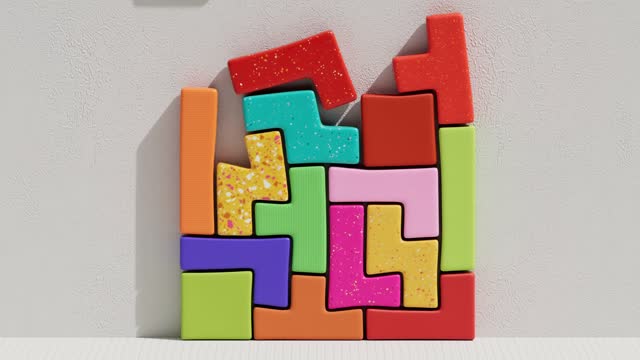 Abstract Multicoloured Softness Blocks Background. Puzzle Game.  Creativity, Learning, Gaming and Brainstorming Concept