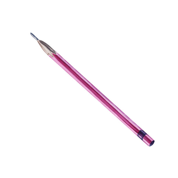 istock Pink pencil for artist drawings and sketches. Hand drawn element. Watercolor illustration isolated on white background. Art World Day collection for art classes, stores, flyers, ads, web designs 1861949654