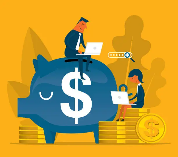 Vector illustration of Piggy Bank - Investment